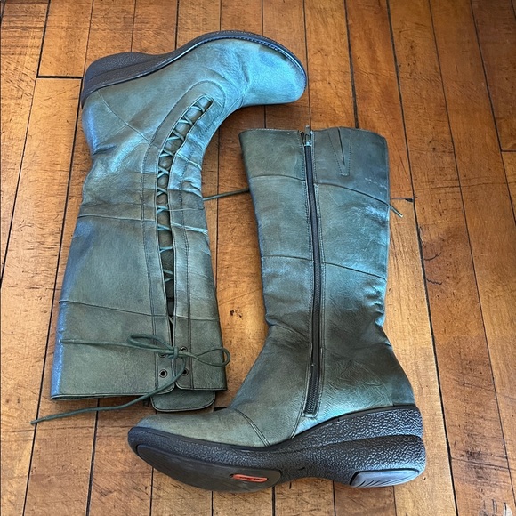 Miz Mooz Alex gladiator tall green leather boots - Picture 9 of 9